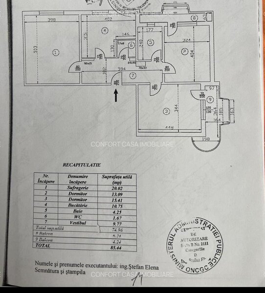 Panduri, Monitorul Oficial, 3 camere decomandat 86 mp, bloc 1992, mobilat